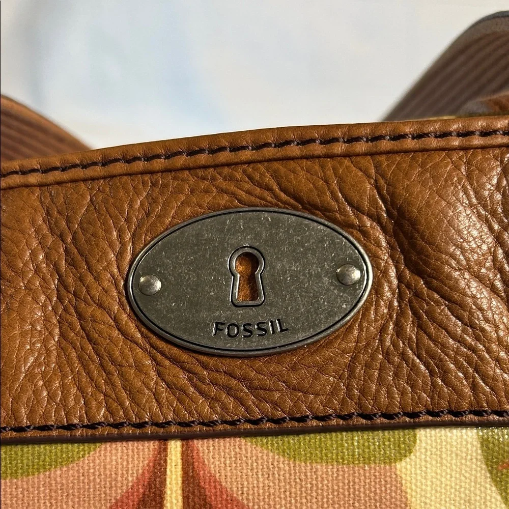 Fossil Coated Canvas Shoulder Bag with Cowhide Leather Trim